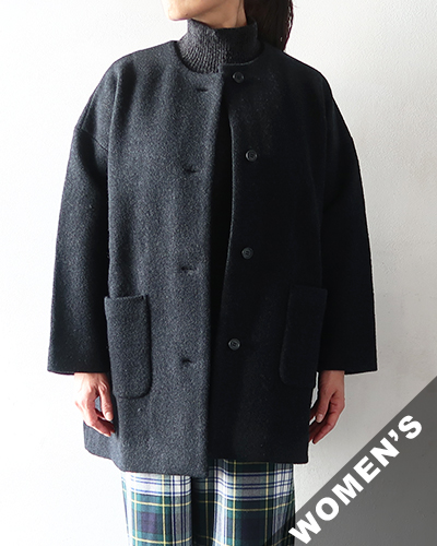 evam eva - press wool middle coat - 89 CHARCOAL エヴァムエヴァ プレスウールミドルコート