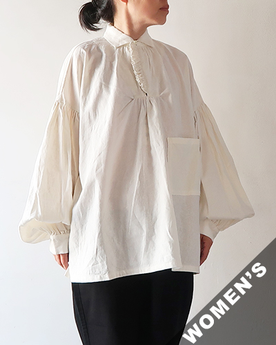 KAPITAL キャピタル リネンキャンバス フリルジプシーブラウス BLACK 