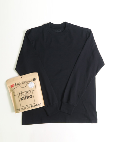 Hanes - T-SHIRTS KURO ヘインズ クルーネック ロングスリーブTシャツ メール便可