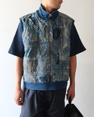 KAPITAL キャピタル BORO×IDG裏毛 ハーフZIPベスト