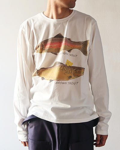 KAPITAL キャピタル 20/-天竺 クルーロンT(トラウト2匹PECKISH RAINBOWY pt) メール便可