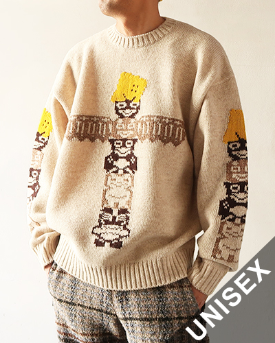 KAPITAL キャピタル 5G 綿ニットクルーセーター (メモリアルペイント