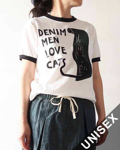 KAPITAL キャピタル 20-天竺 リンガーT(DENIM MEN LOVE CATS スクラッチpt) メール便可