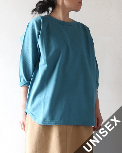 FilMelange - REYNARD - CERULEAN BLUE フィルメランジェ レイナード 反毛天竺 七分袖 Tシャツ メール便可