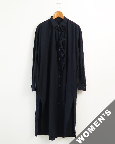 GUPTIHA - Hand Span Cotton Linen_Dress - BLACK グプティハ ハンドスパン コットン リネン ドレス