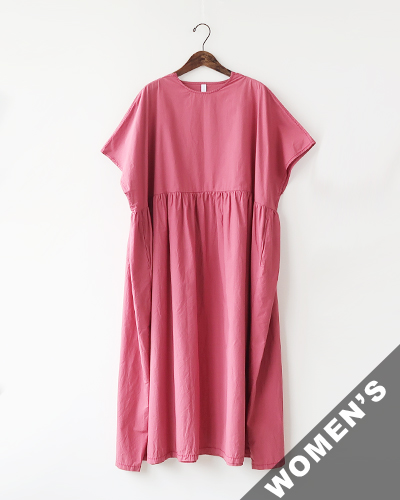 homspun ホームスパン コンパクトウェザーBIGギャザーワンピース DARK PINK