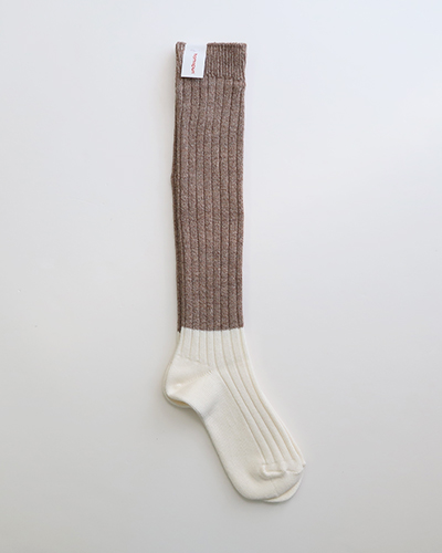 homspun ホームスパン コットンウール配色リブハイソックス メール便可