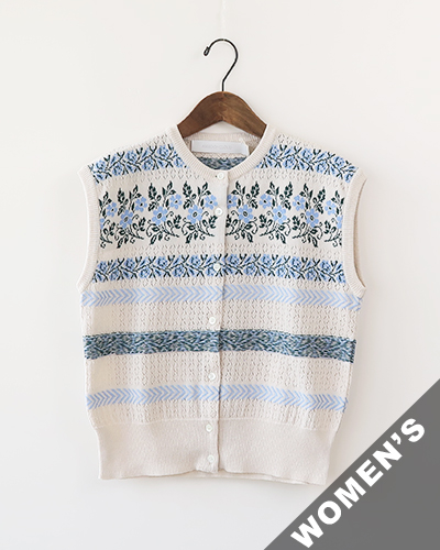 ASEEDONCLOUD - Flower Jacquard Knit Vest - OFF WHITE アシードンクラウド フラワー ジャガード ニットベスト