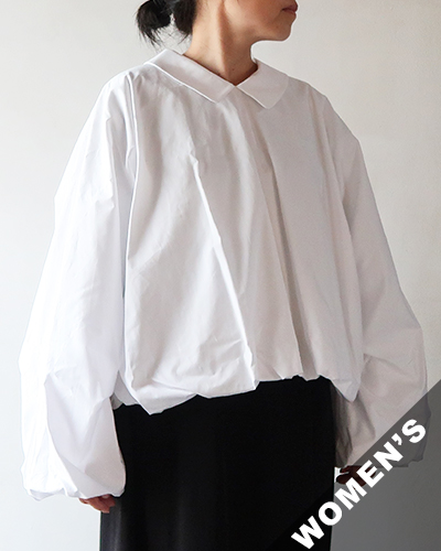 HAVERSACK ハバーサック 80サテン ラウンドカラーボリュームシャツ