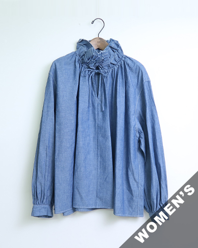 HAVERSACK ハバーサック ダンガリー ダブルフリルカラー プルオーバーシャツ INDIGO