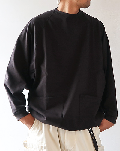 HAVERSACK ハバーサック プレーティング度詰天竺ラグラン ロングTシャツ CHARCOAL