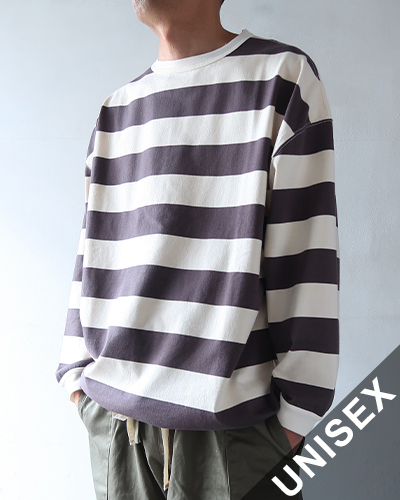 HAVERSACK ハバーサック 度詰天竺ボーダー ロングTシャツ OFF/GRAY