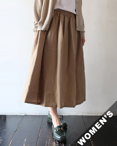 homspun ホームスパン ウールリネン フリルポケットギャザースカート BEIGE
