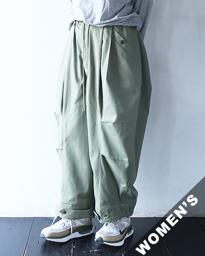 HAVERSACK ハバーサック コットンヘリンボーン クロップドアーミーパンツ KHAKI