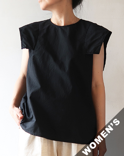 homspun ホームスパン バルキーシーチング ノースリーブブラウス BLACK