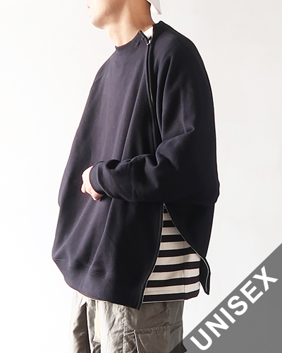 HAVERSACK ハバーサック クルーネックシームZIPスウェットシャツ - BLACK