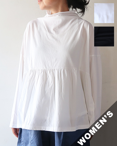 homspun ホームスパン 30/1天竺 ハイネックギャザープルオーバー メール便可