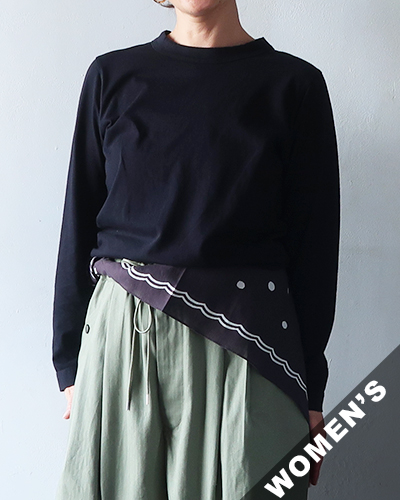homspun ホームスパン 30/1天竺 長袖Tシャツ BLACK メール便可