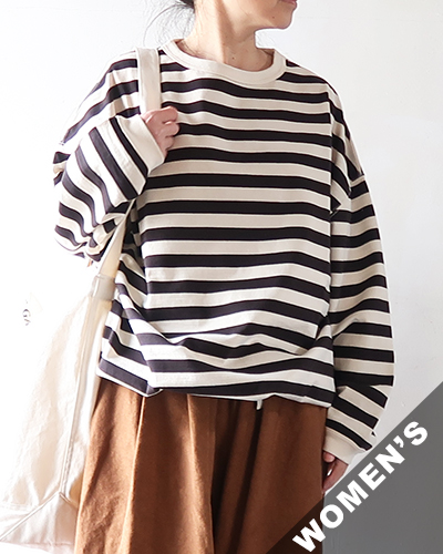 HAVERSACK ハバーサック 度詰天竺ボーダークルーネックロングTシャツ WOMEN'S