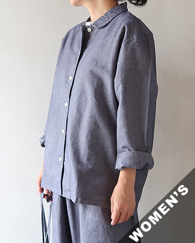 homspun ホームスパン コットンオックス丸襟 上下セット NAVY