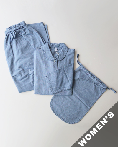 homspun ホームスパン コットンオックス丸襟 上下セット SAX