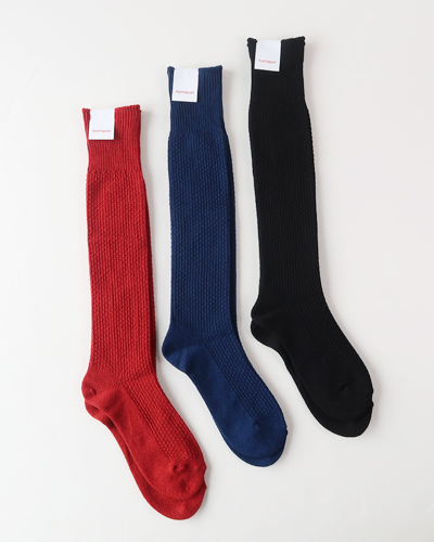 homspun ホームスパン コットンウール かのこ編み ハイソックス メール便可