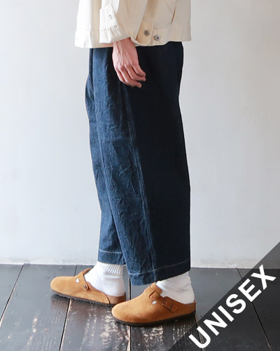 HAVERSACK ハバーサック セルビッチデニムハイウエストクロップドワイドパンツ