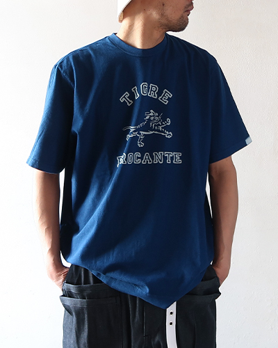 TIGRE BROCANTE ティグルブロカンテ TIGRE ロゴ半袖Tシャツ INDIGO メール便可