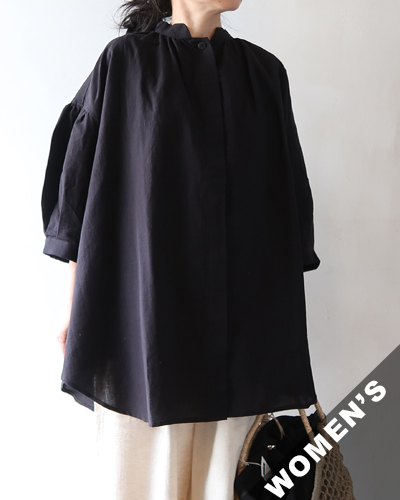 comm. arch. - Cotton Linen Fly-Front Blouse コムアーチ コットンリネンフライフロントブラウス