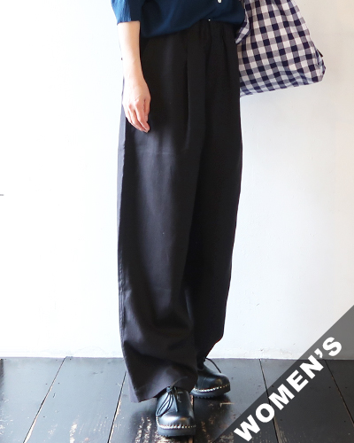 comm. arch. - Linen Cotton Summer Herringbone Pants - BLACK コムアーチ リネンコットン ヘリンボーンパンツ