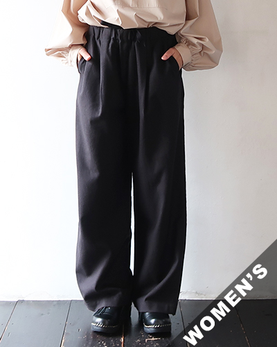 comm. arch. - Linen Cotton Summer Herringbone Pants - BLACK コムアーチ リネンコットン ヘリンボーンパンツ