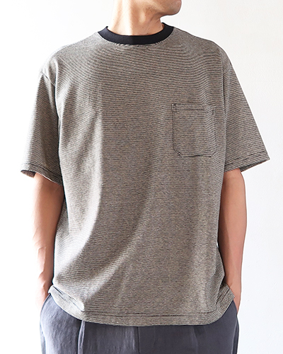 comm. arch. - Cotton Hemp Pin Border S/S Tee コムアーチ コットン ヘンプ ピンボーダー 半袖T メール便可
