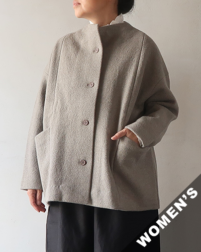 evam eva - press wool short coat - 44 MOCHA エヴァムエヴァ プレスウールショートコート