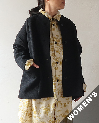 evam eva - press wool short coat - 89 CHARCOAL エヴァムエヴァ プレスウールショートコート