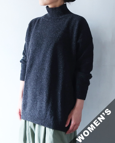 evam eva - boucle yarn turtleneck - 89 CHARCOAL エヴァムエヴァ ブークレヤーン タートルネック