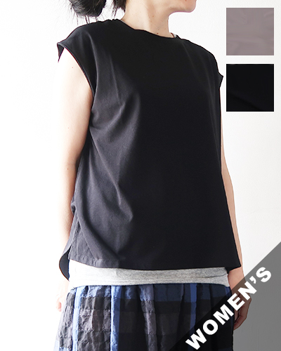 evam eva - cut&sew sleeveless エヴァムエヴァ カットソースリーブレス メール便可
