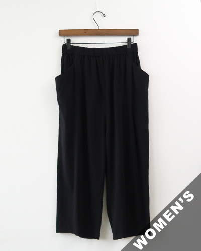 evam eva - cut&sew cropped pants - 90 BLACK エヴァムエヴァ カットソー クロップド パンツ