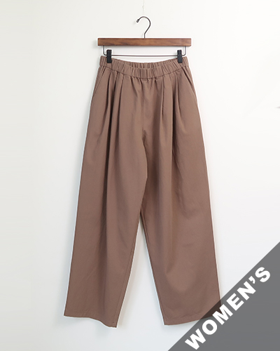 evam eva - cotton tuck wide pants - 46 AMBER エヴァムエヴァ コットンタックワイドパンツ
