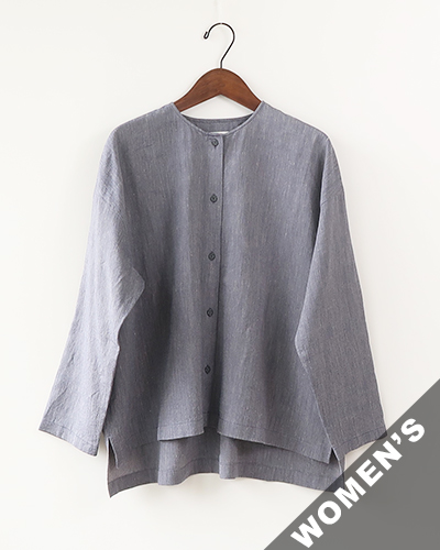 evam eva - linen washi no collar shirt エヴァムエヴァ リネンワシ ノーカラーシャツ