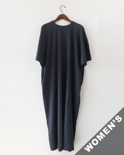 evam eva - cotton raglan one-piece - 98 SUMI エヴァムエヴァ コットン ラグランワンピース