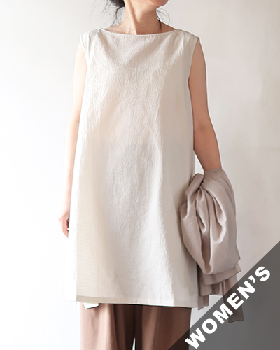 evam eva - pin check tunic - 04 ANTIQUE WHITE エヴァムエヴァ ピンチェック チュニック