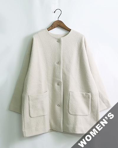 evam eva - press wool middle coat - 05 IVORY エヴァムエヴァ プレスウールミドルコート