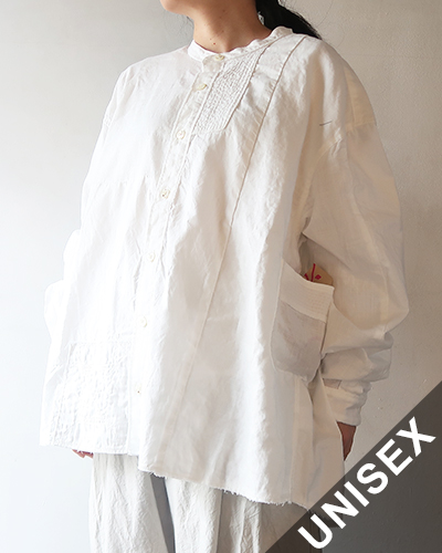 KAPITAL キャピタル 綿×リネン パッチワークバンドカラーカトマンズシャツ