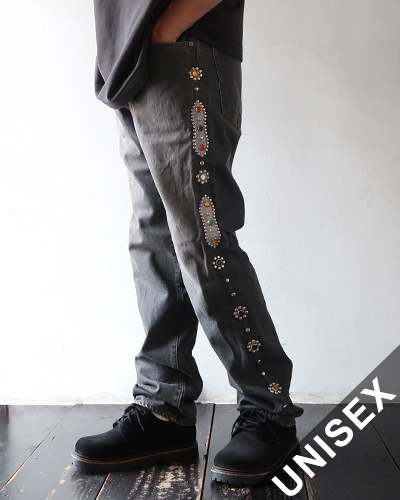 KAPITAL キャピタル 14ozブラックデニム 5PモンキーCISCO(スタッズリメイク)