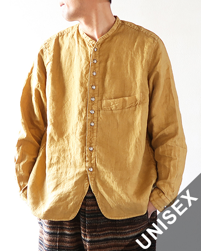 KAPITAL キャピタル ガーゼリネン ヘリンボン スタンドペニーシャツ GOLD