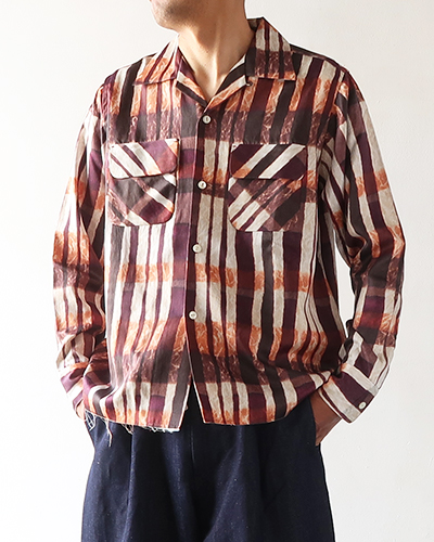 NEEDLES - Cut Off Bottom Classic Shirt - R/C Sateen Print ニードルズ カットオフボタンクラシックシャツ