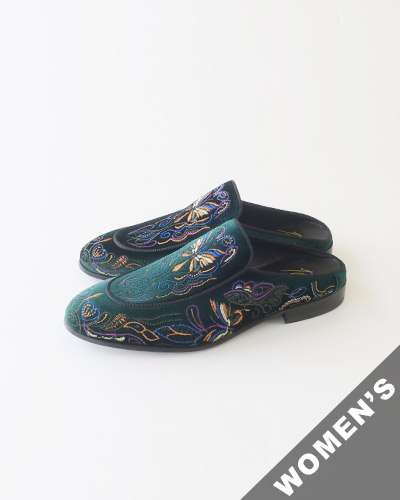 NEEDLES Velvet Mule - Papillon Embroidery ニードルス ベルベット ミュール パピヨン