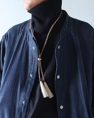 HORSE HAIR ACCESSORIES - BOLO TIES - BROWN×WHITE ホースヘアーアクセサリー ボロタイ メール便可