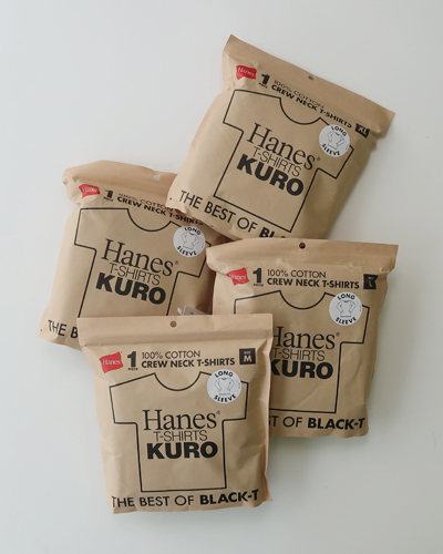 Hanes - T-SHIRTS KURO ヘインズ クルーネック ロングスリーブTシャツ メール便可