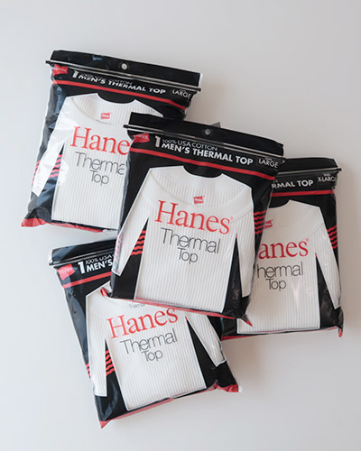 Hanes - Thermal Top - WHITE ヘインズ クルーネック ロングスリーブTシャツ メール便可